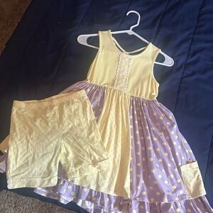 Yellow and Purple Polka Dot Kids Formal Dress